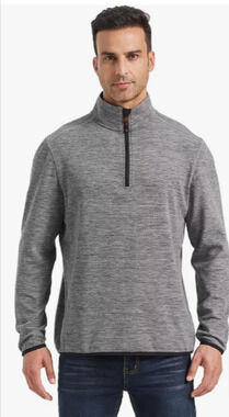 Avalanche Men's 1/4 Zip Fleece Pullover Sweatshirt, Gray XL